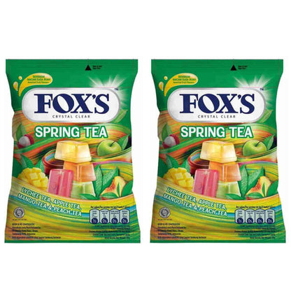 Fox's Crystal Clear Spring Tea Candy, 90g [Lychee Tea, Apple Tea, Mango Tea, Peach Tea Candy] (Fox's Tea- 90g x 2) - Double assorted tea candy!