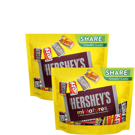 Hersheys Miniatures Assorted Chocolate Candy (Imported), 294g (Pack of 2) - Indulge in a duo of assorted chocolate miniatures, imported and irresistible.