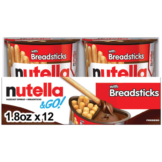 Nutella Ferrero & Go Hazelnut Spread With Cocoa & Bread Sticks,52G Each (Pack Of 2) - "Snack to go!"