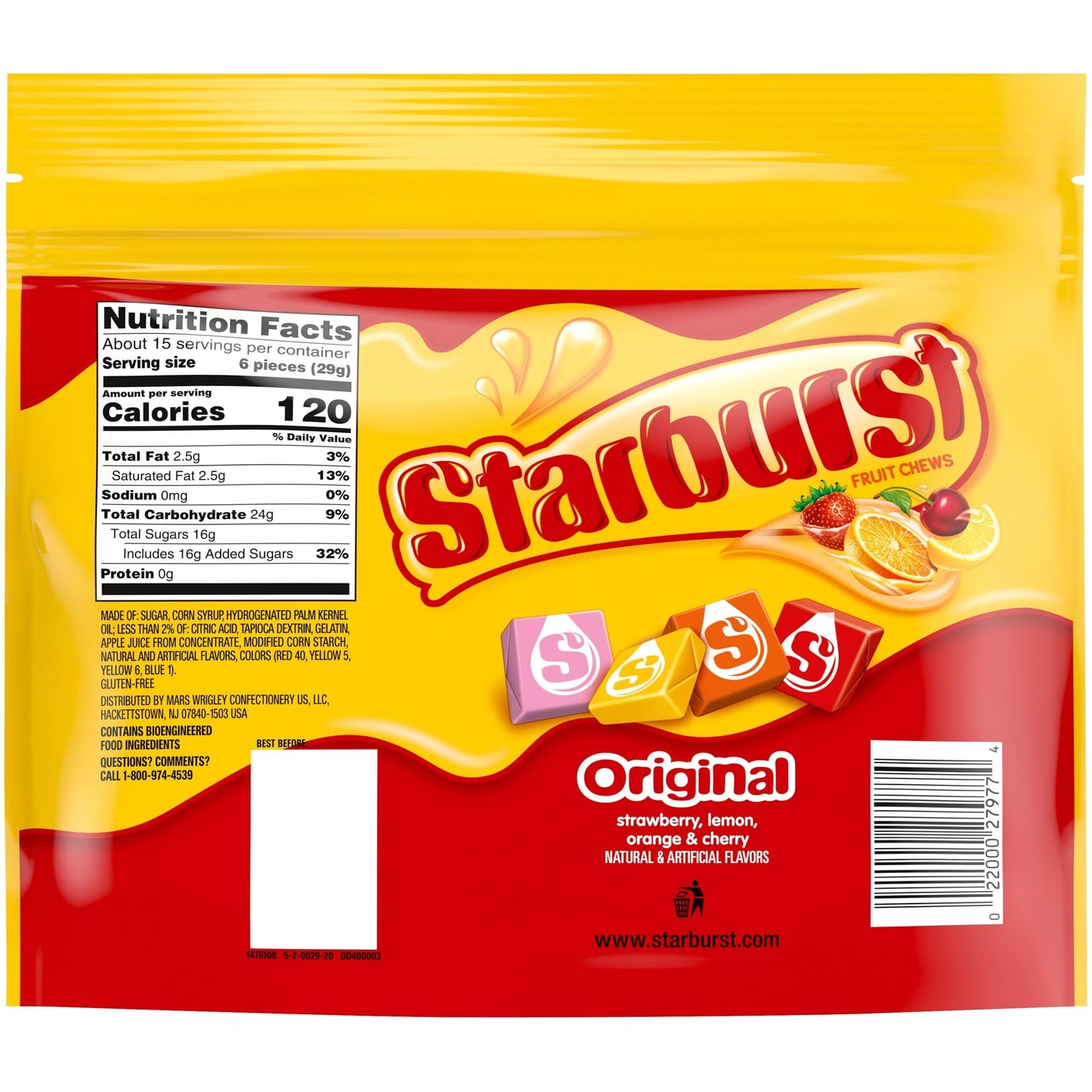 STARBURST Original Fruit Chews Candy - 15.6 oz Pouch, Assorted Flavors, Chewy & Flavorful Treats for All Occasions