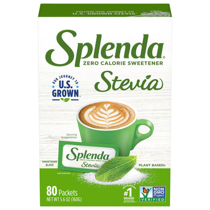 SPLENDA Naturals No Calorie Stevia Sweetener, Single-Serve Packets (80 Count) : 5.6 Ounce (Pack of 1)