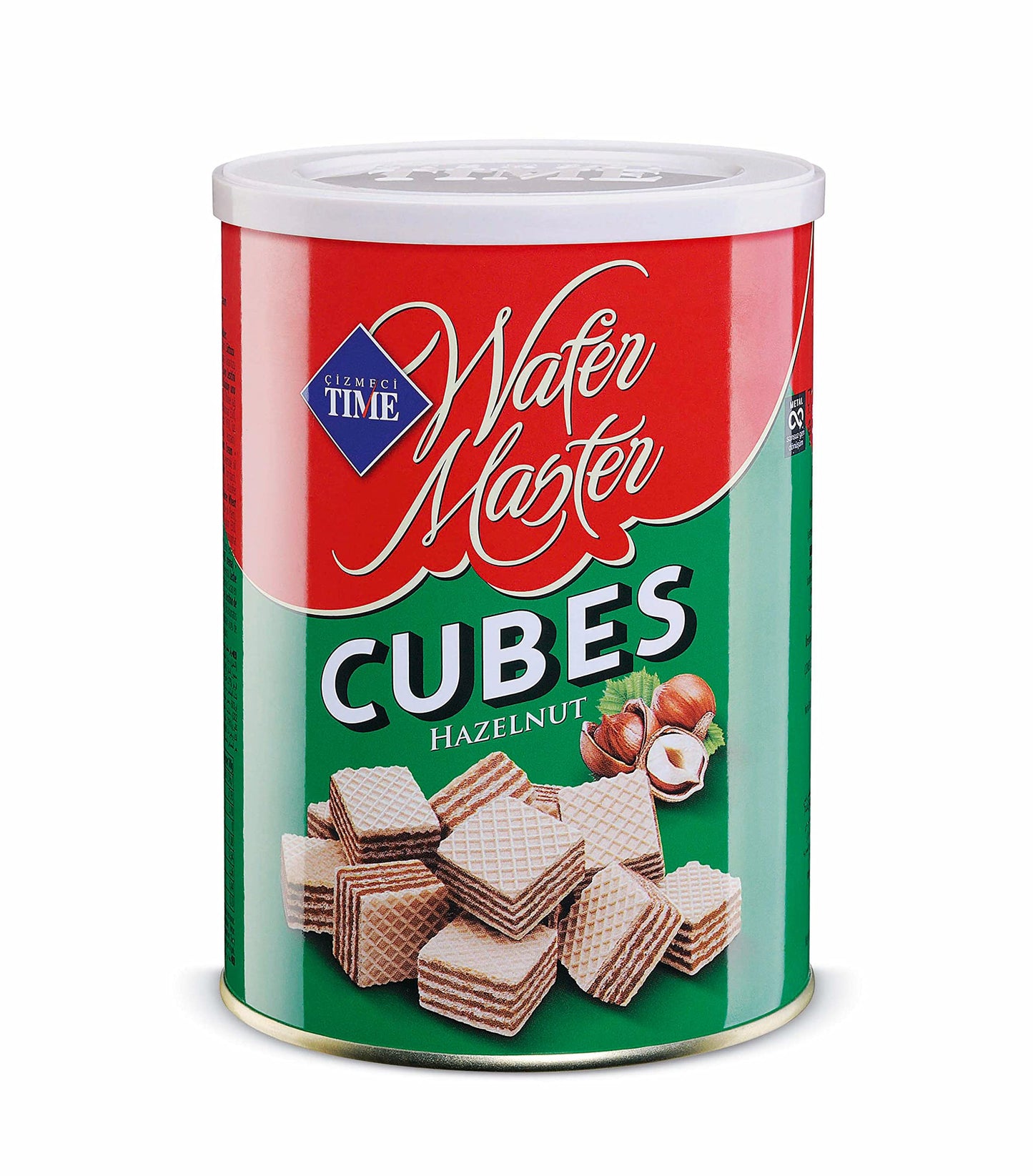 TIME Hazelnut Wafer Master Cubes Tin, 220g - Hazelnut wafer cubes