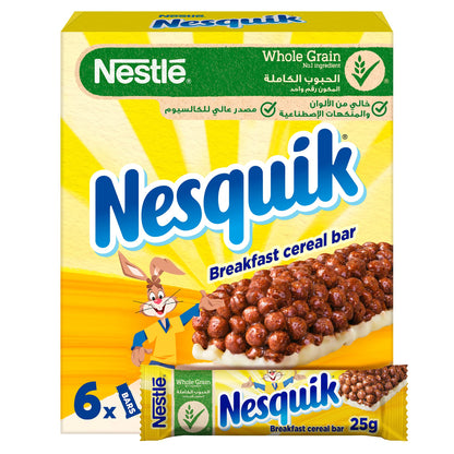 Nestle Nesquik Cereal Bars, 150g (6*25g) - "Nesquik Cereal Bars - 150g Pack with 6x25g Bars!"