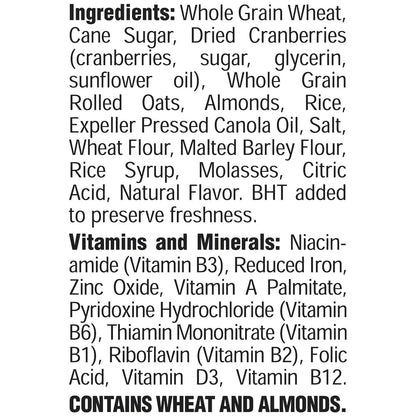 Post Great Grains Cranberry Almond Crunch Whole Grain, Non GMO Verified, Heart Healthy Cereal, 14 Ounce Box - Cranberry almond crunch for a heart-healthy start!