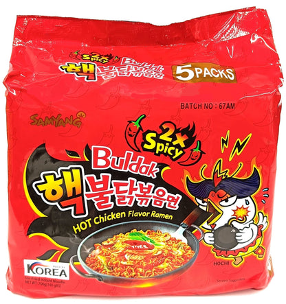 SAMYANG Ramen Korean 2X Hot Spicy Noodles, 140g (Pack of 5) - Twice the Heat, Twice the Fun