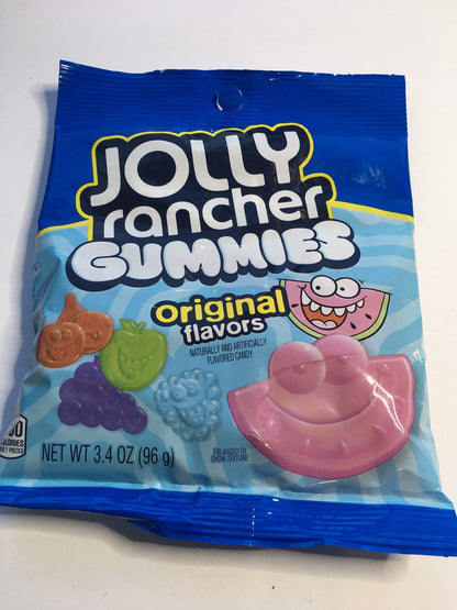 Jolly Rancher Gummies Original Flavor (Green Apple, Blue Raspberry, Cherry, Grape, and Watermelon Flavors) - 3.4 oz Bag - A Burst of Flavor in Every Bite!