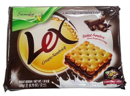 Samudra Lex Cream Sandwich Biscuits - Chocolate Flavoured, 190g Pack