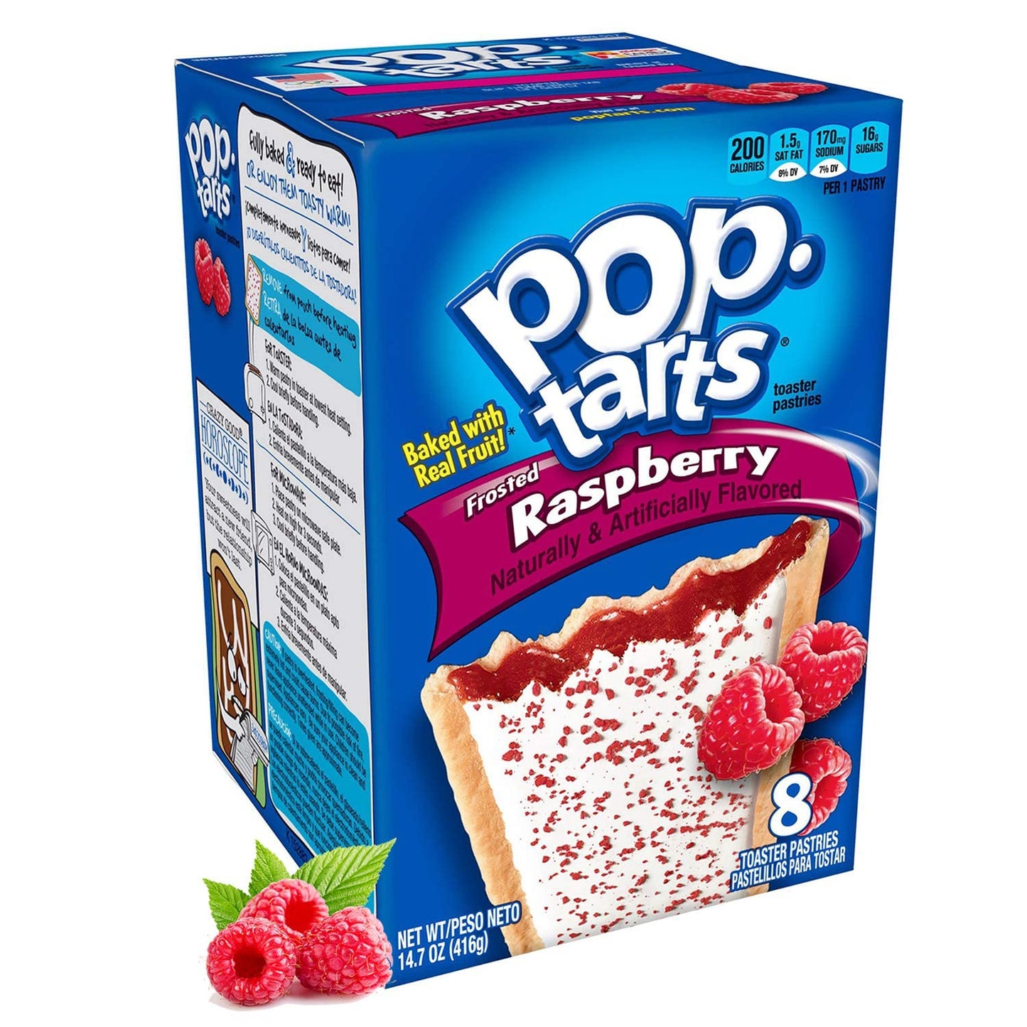 Pop Tarts Frosted Raspberry Pack of 4 Pouch, 4 x 416 g - "Four-pack of raspberry delight!"