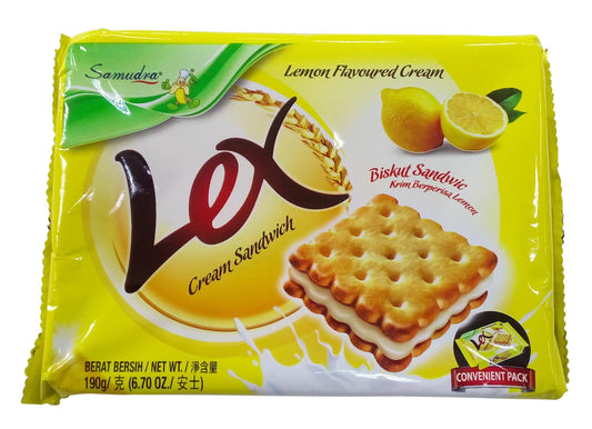 Samudra Lex Cream Sandwich Biscuits - Lemon Flavoured, 190g Pack