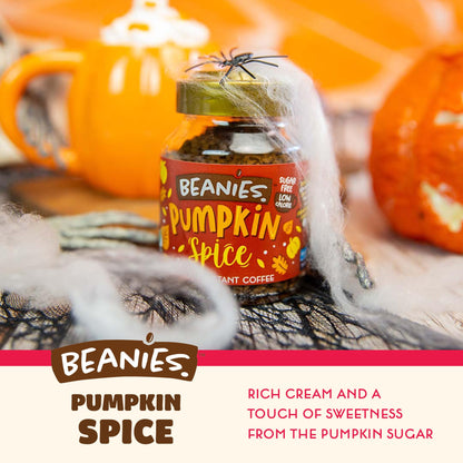 Beanies Instant Flavoured Coffee - Pumpkin Spice, 50g | Low Calorie, Sugar Free | 50 g | Pack of 1 - Autumn in a cup