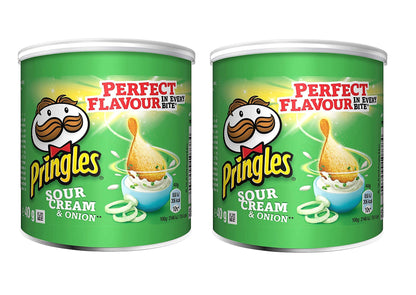 Pringles Sour Cream & Onion Pop & Go Potato Chips 40g (Pack of 2) - Portable sour cream and onion Pringles!