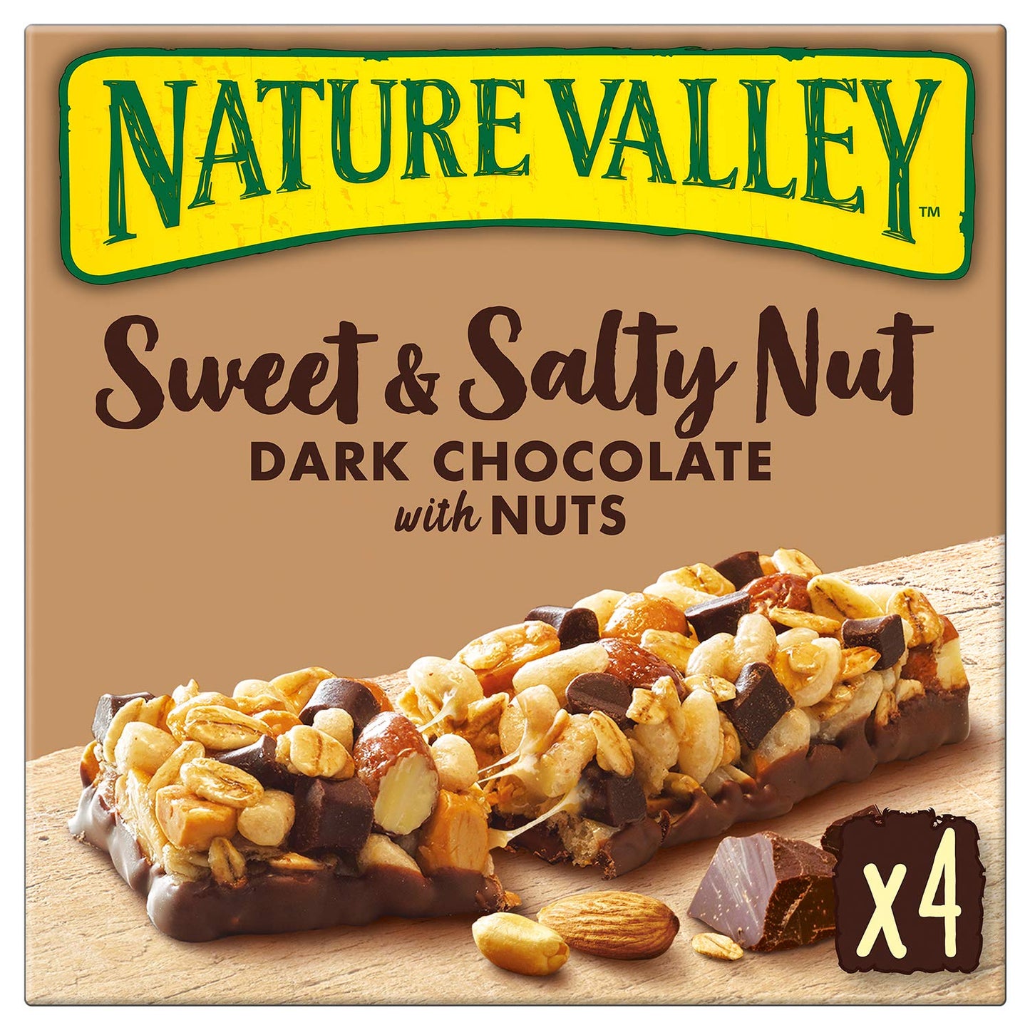 Nature Valley Sweet & Salty Nut Dark Chocolate with Nuts 4 Bars 120g - "Sweet & Salty Nutty Delight!"