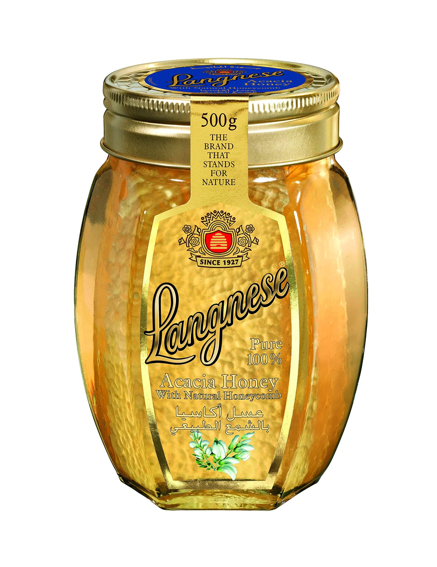 Langnese Pure 100% Acacia Honey with Natural Honeycomb 500 g - "Acacia Honeycomb Delight!"