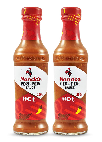 Nando's Peri Peri Chilli Sauce - Hot, 250g, Pack of 2, Product of The Netherlands - "Hot Peri Peri Twin Pack!"