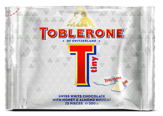 Toblerone Tiny Swiss White Chocolate with Honey and Almond Nougat Packet, 200g