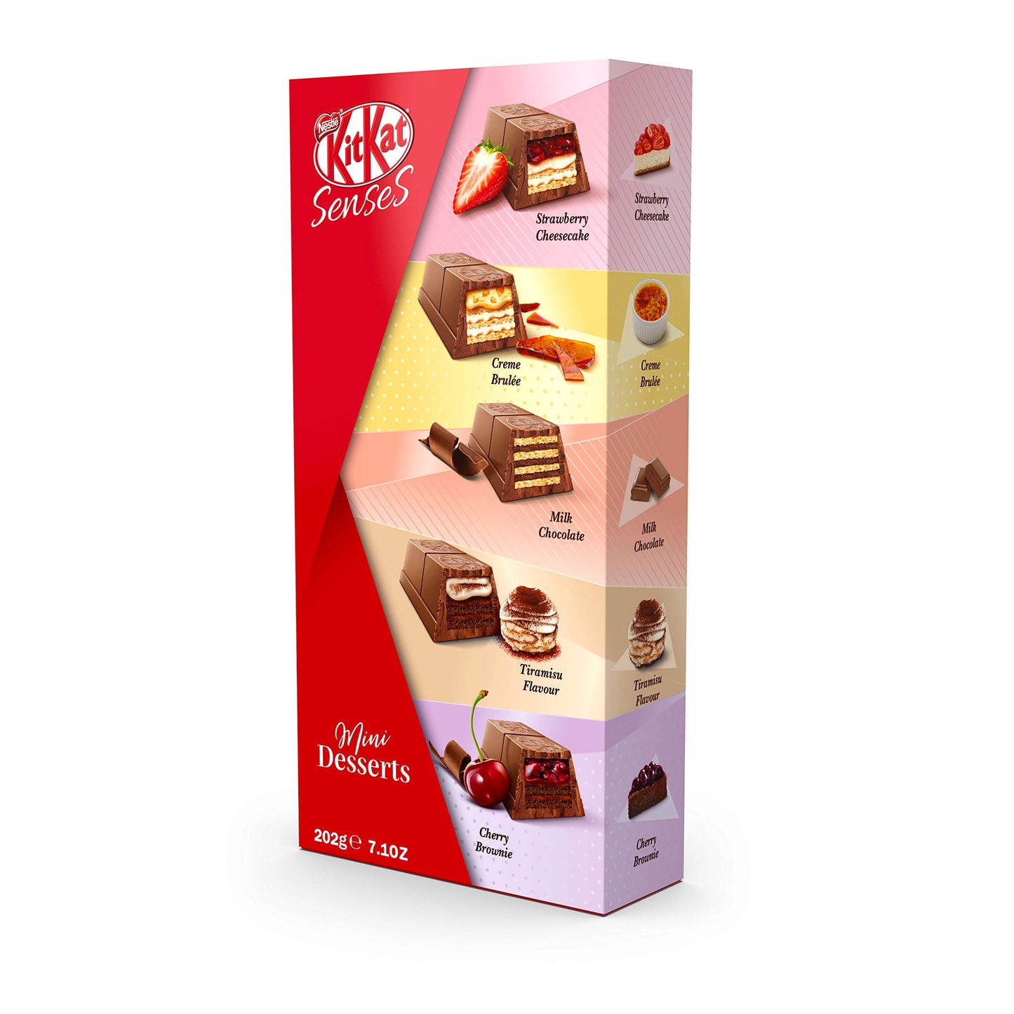 KIT KAT Nestle Strawberry Senses Assorted Mini Desserts Box, 202G - Treat yourself to the fruity delight of KIT KAT Nestle Strawberry Senses Assorted Mini Desserts Box, 202G.