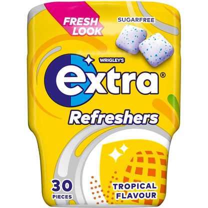 Wrigley's Extra Refreshers Chewing Gum, Sugar-Free, Tropical Flavour - 30 Pieces, 67g - Tropical Bliss in Every Chew!