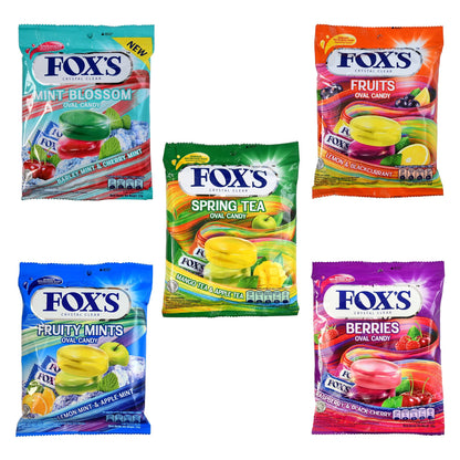 Fox's Crystal Clear Fruits Oval Candy Mix Flavoured 90g x 5 Pouch - Mixed fruit oval candy, 90g x 5!