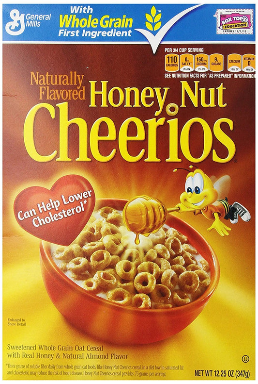 General Mills Honey Nut Cheerios Sweetened Whole Grain Oat Cereal with Real Honey & Natural Almond Flavor, 12.24 oz ℮ 347 g - Indulge in the classic taste of Honey Nut Cheerios