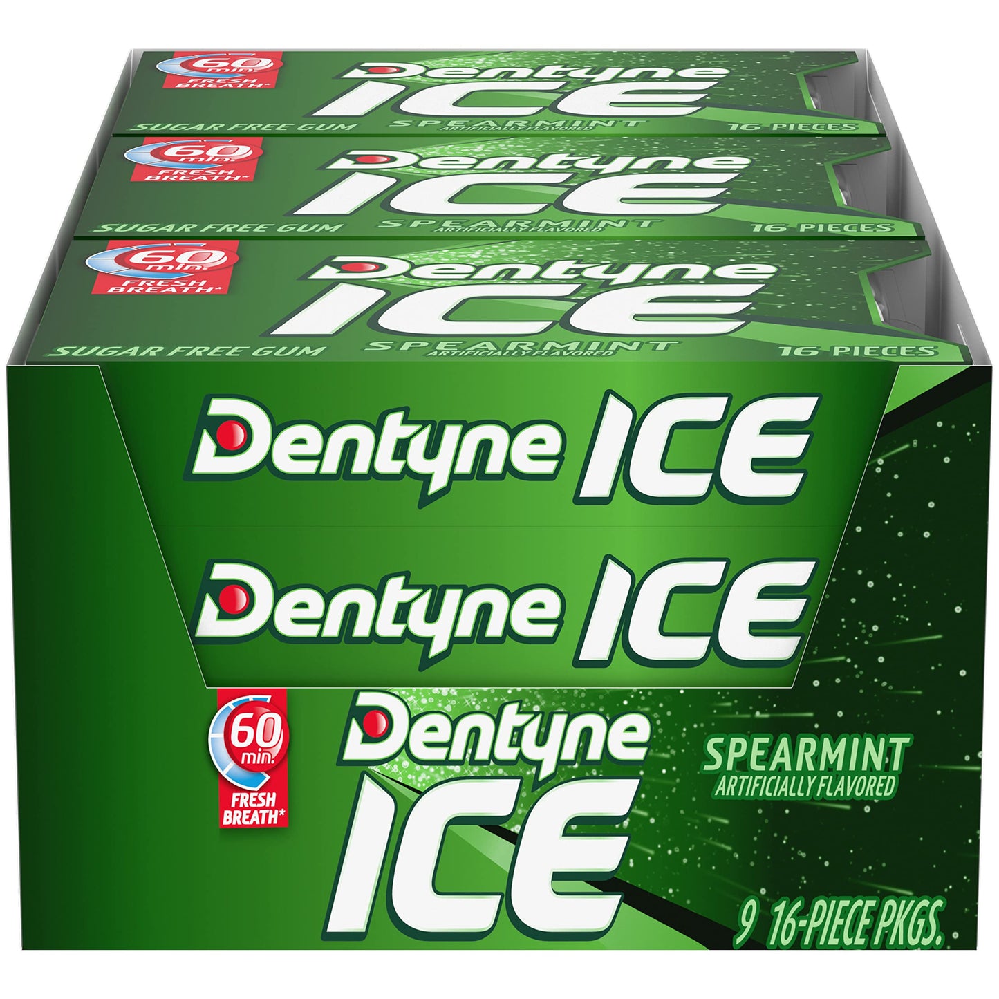 Dentyne Ice Spearmint 16-Count (Pack of 9) - Spearmint sensation!