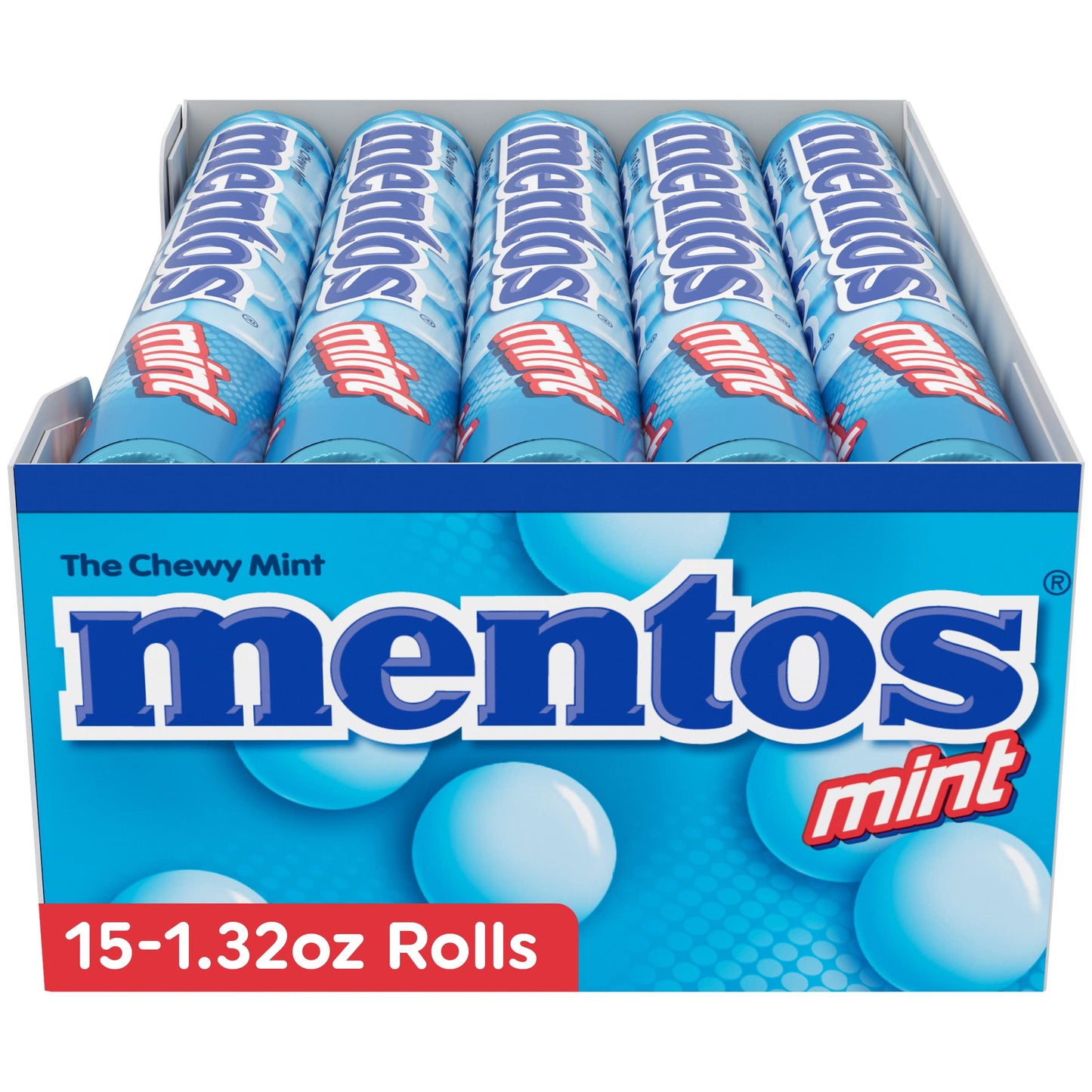 Mentos The Chewy Mint Candy - Mint Flavor 1.32oz Rolls - 15 Rolls - "Minty Chewy Fun!"