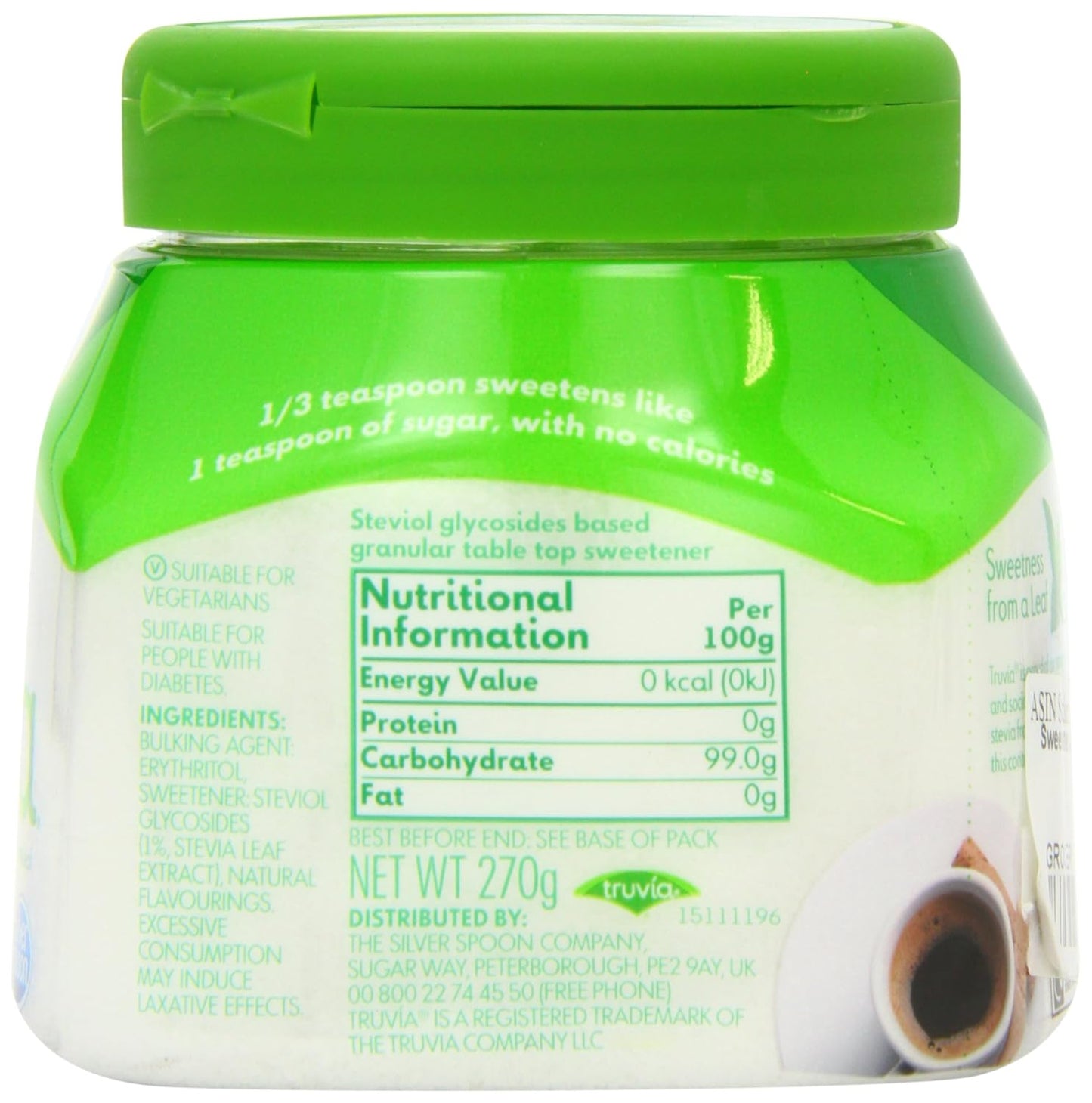 Truvia Calorie-Free Sweetener from Stevia Leaf Bottle, 270g - Natural Sweetness, Zero Calories!