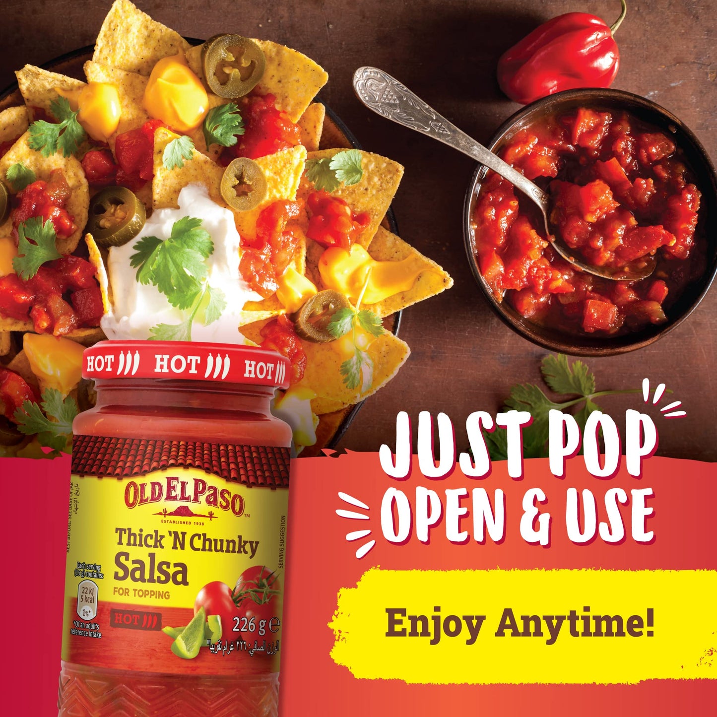 Old El Paso Thick N Chunky Salsa Hot, 226 g - "Hot and chunky!"