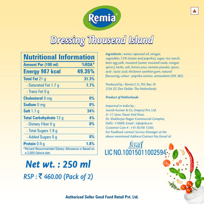 Remia Dressing 1000 Island 200g, Pack of 2, Product of Netherlands - Island Dressing Duo!