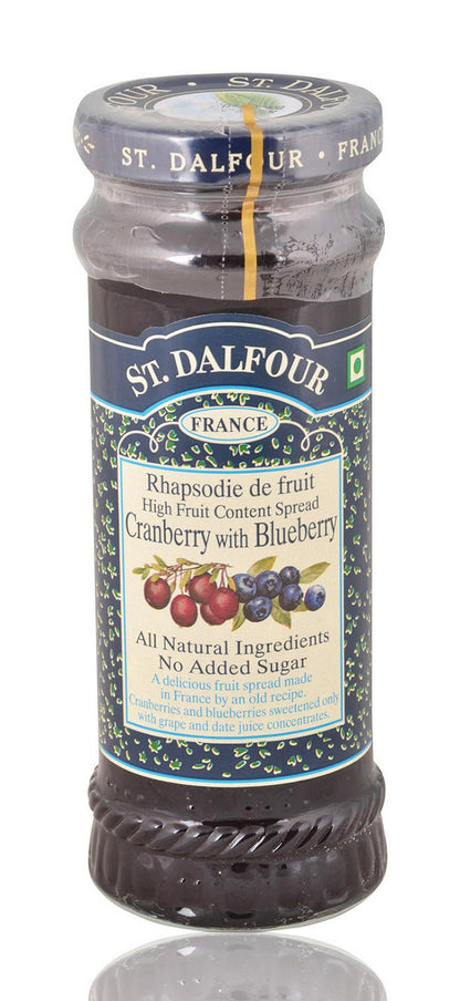 St. Dalfour Spread - High Fruit Content Cranberry with Blueberry, 284g Jar