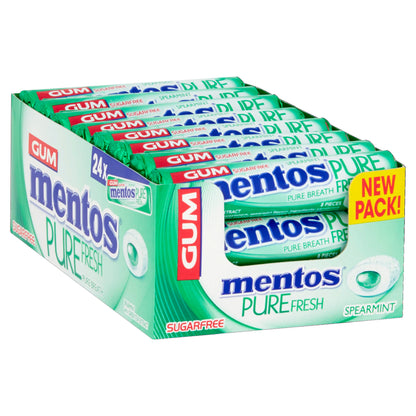 Mentos Sugarfree Pure Fresh, Spearmint, 24 x 15.5 g - "Spearmint Fresh Burst!"