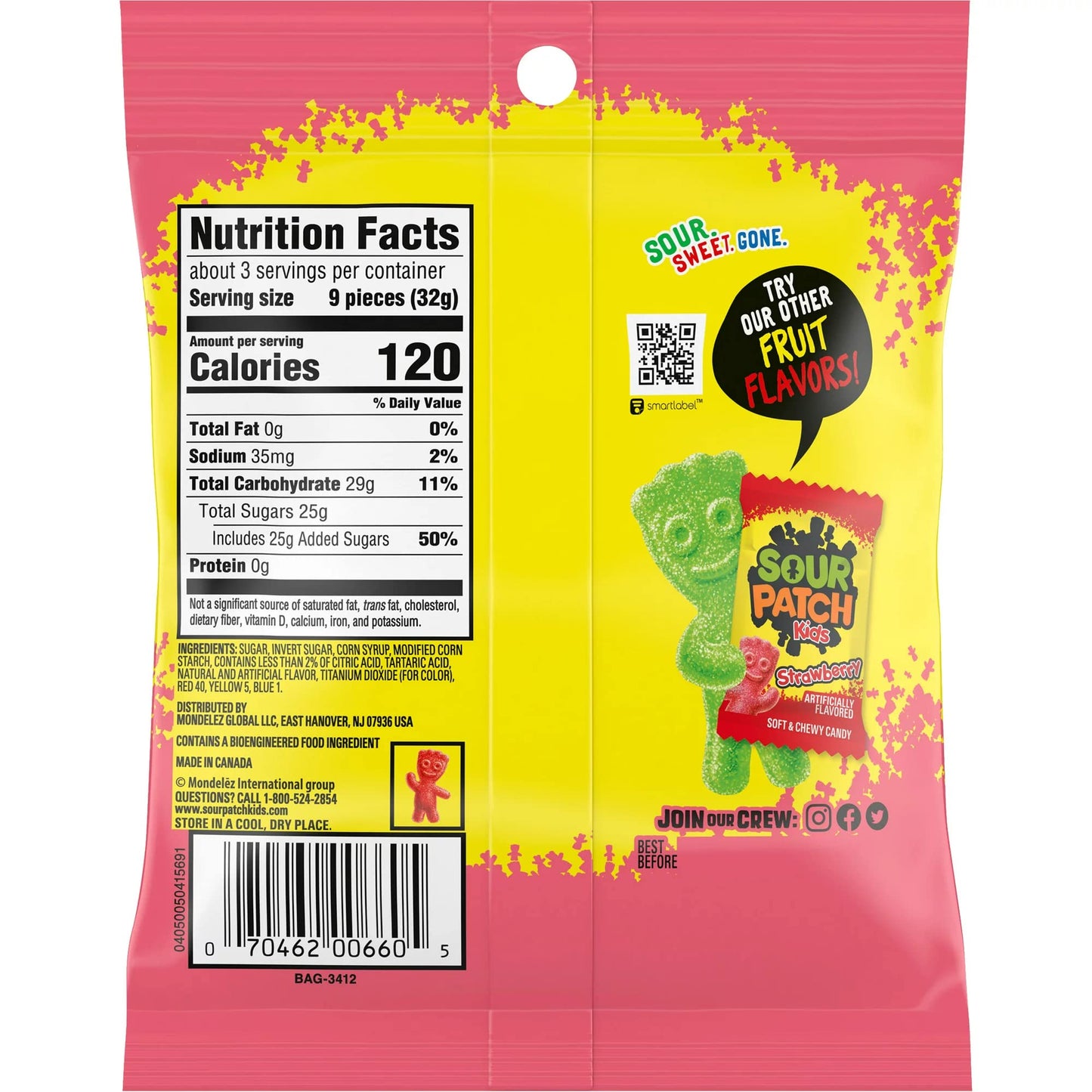 Sour Patch Kids Watermelon Soft & Chewy Candy, 3.6 oz