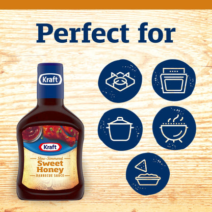 Kraft Slow-Simmered Sweet Honey Barbecue Sauce, 18 oz / 510 g, Blue & White - "Sweet Honey BBQ!"