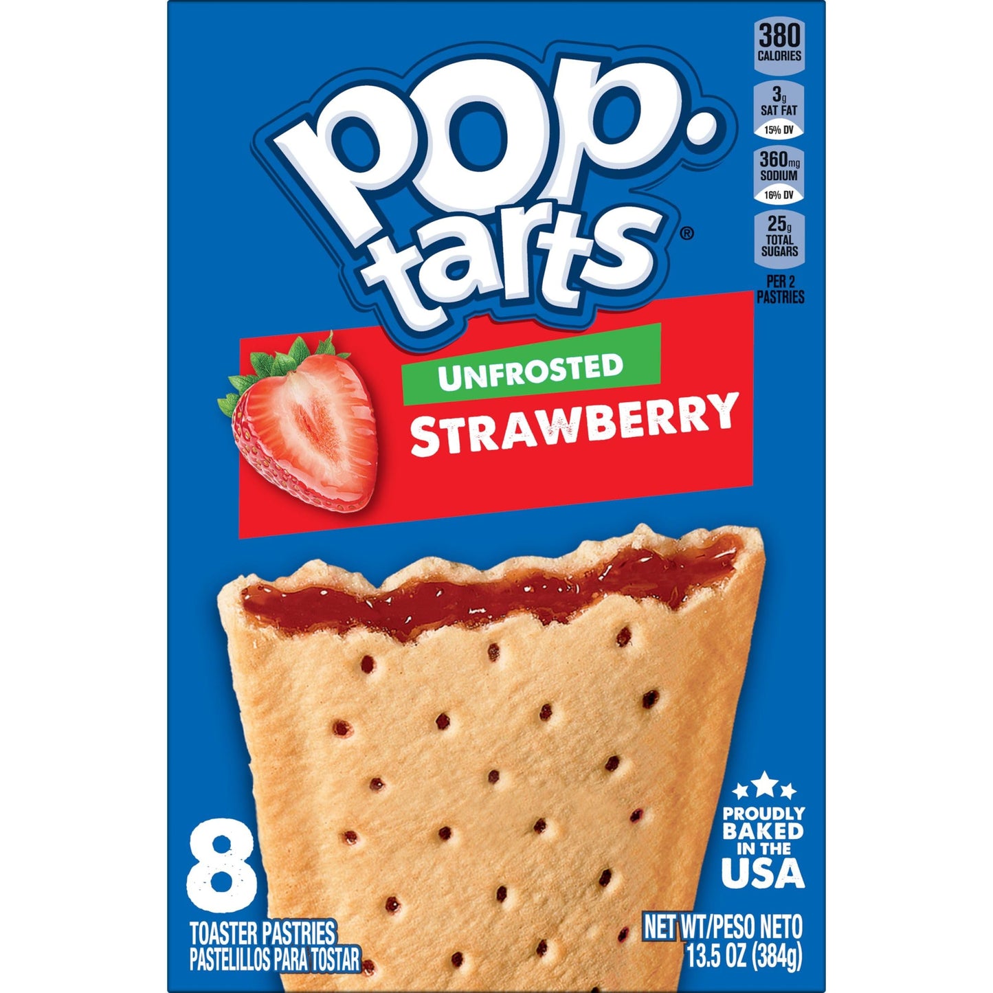 Pop Tarts Unfrosted Strawberry, 384 g - "Unfrosted strawberry Pop-Tarts!"