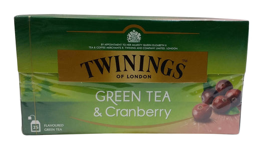 Twinings Green Tea Bags - Cranberry, 25 Pieces Carton