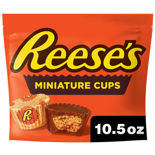 HERSHEY's Reese's Miniature Cups Milk Chocolate & Peanut Butter Share Pack, 297 Grams, Orange - Share the love with Reese's miniature milk chocolate and peanut butter cups, 297g.