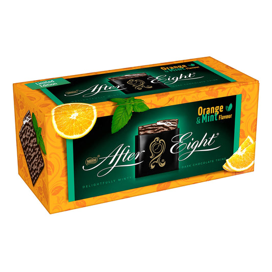 Nestle After Eight Orange & Mint 200g (Limited Edition) - "After Eight Orange & Mint - 200g of Limited Edition Zesty Mint Chocolate!"