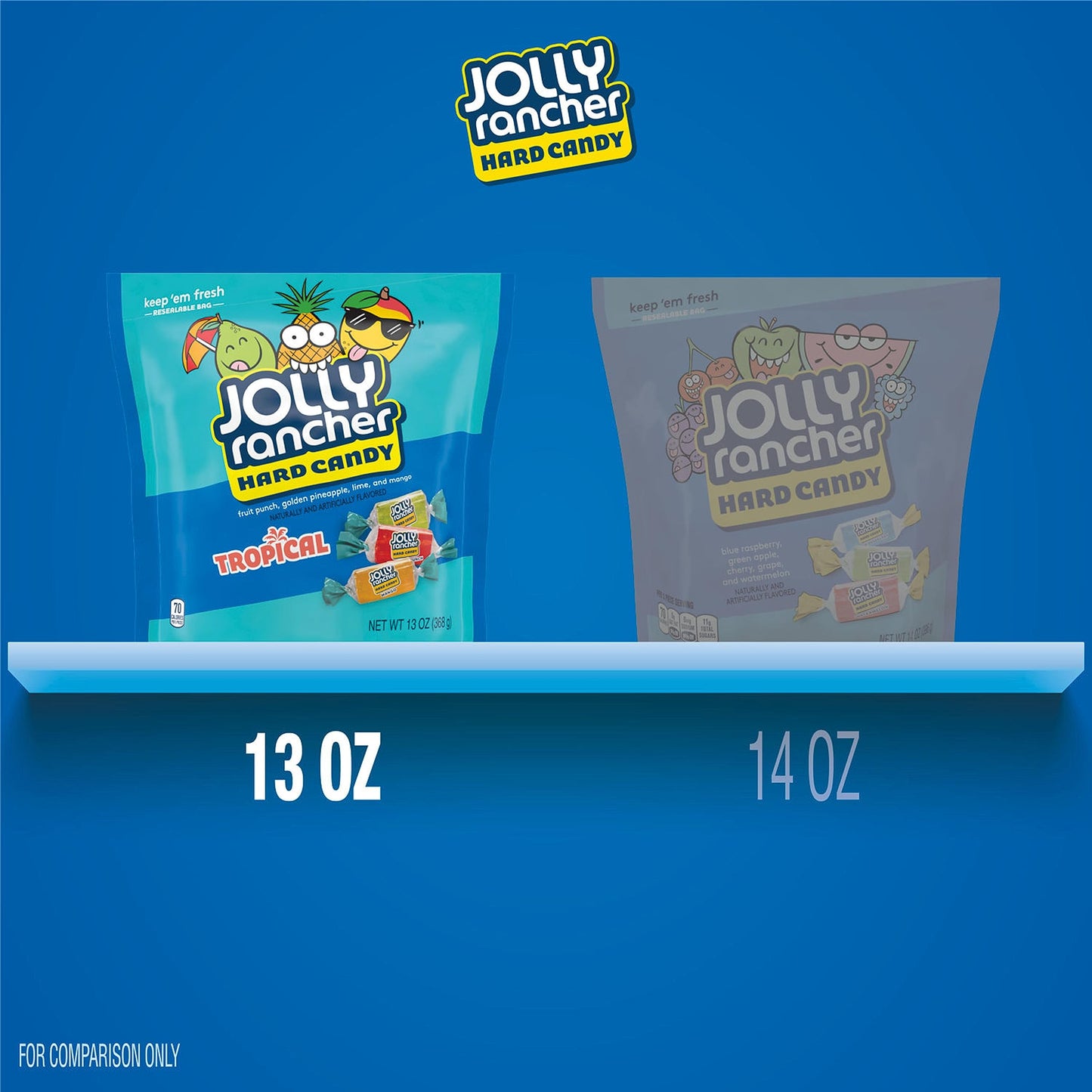 Jolly Rancher Hard Candy, Tropical Flavor, 13 Oz 368g - Tropical flavors of Jolly Rancher Hard Candy, 368g.