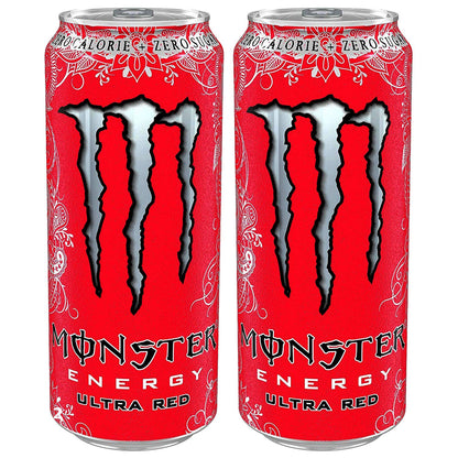 Monster Energy Ultra Red Zero Calorie Energy Drink Pack of 2 Pet Bottle, 2 x 500 ml - "Zero Red Energy!"