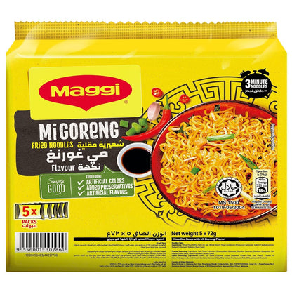 Maggi 2 Minute Imported Noodles - Dubai - 5 Packs Inside (Mi Goreng) - "Mi Goreng Magic!"