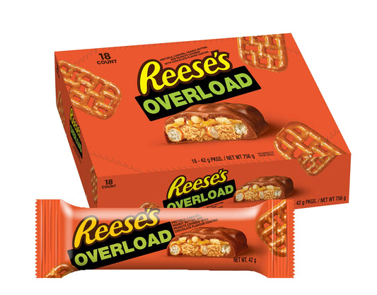 Reese's Overload, 42 g - Pack of 18 Chocolate Box 756g - Overload Chocolate Indulgence!