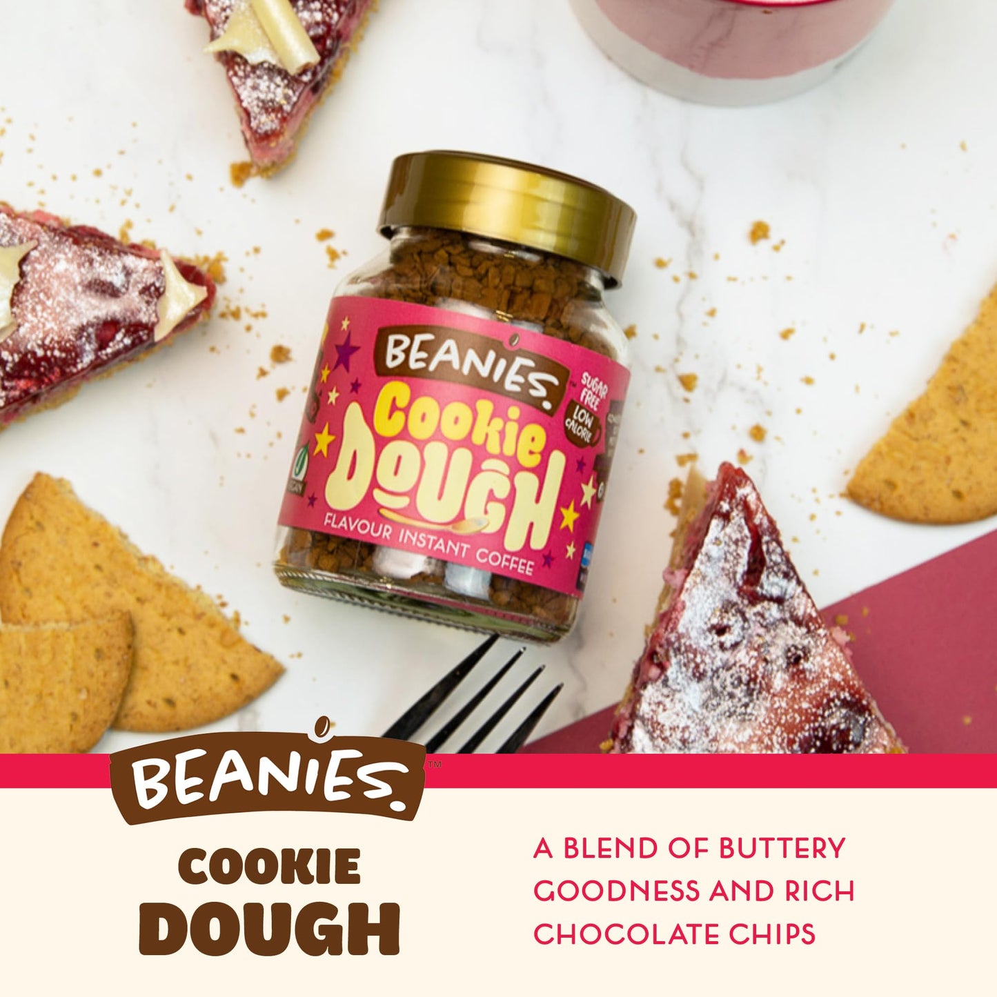 Beanies | Instant Flavored Coffee | Cookie Dough | Low Calorie, Sugar Free | 50 g | Pack of 1 - Cookie dough decadence