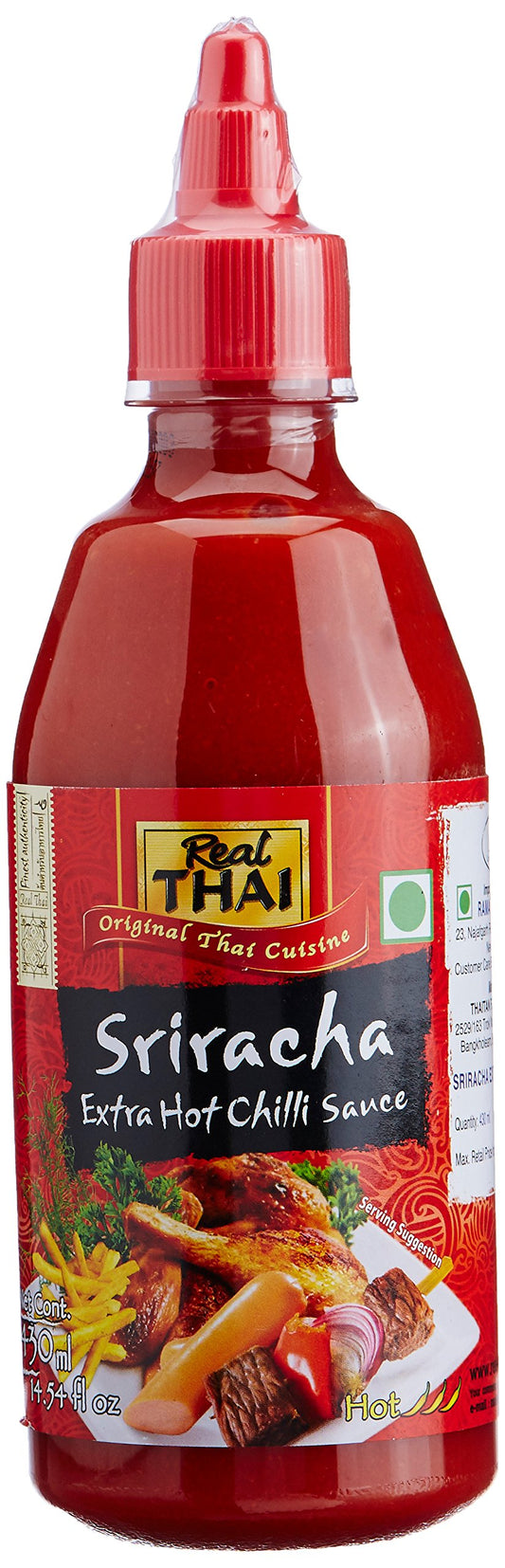 Real Thai Sriracha Extra Hot Chilli Sauce, 430ml - Bold Sriracha Blast!