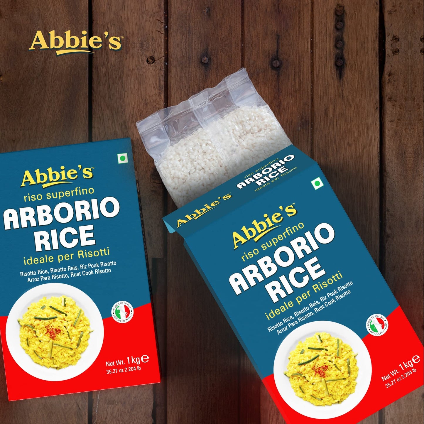 Abbie's Italian Arborio Rice, Produced In Italy, 1kg Vacuum Packed - Perfect Rice for Risotto - Italian Culinary Perfection!