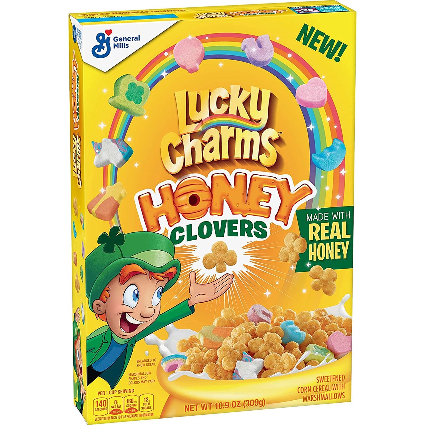 General Mills Lucky Charms Honey Clover Cereal 309g - Discover the sweet taste of honey clover combined with the classic marshmallow charms of Lucky Charms