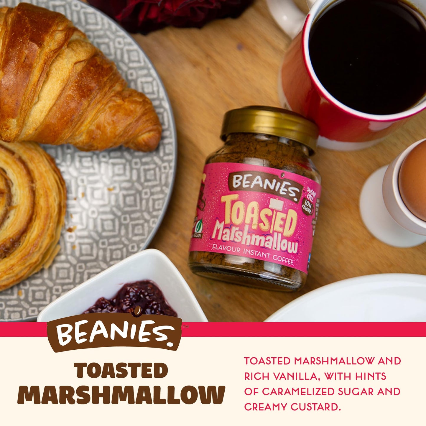 Beanies | Instant Flavoured Coffee | Toasted Marshmallow | Low Calorie, Sugar Free | 50 g | Pack of 1 - Toasty marshmallow magic