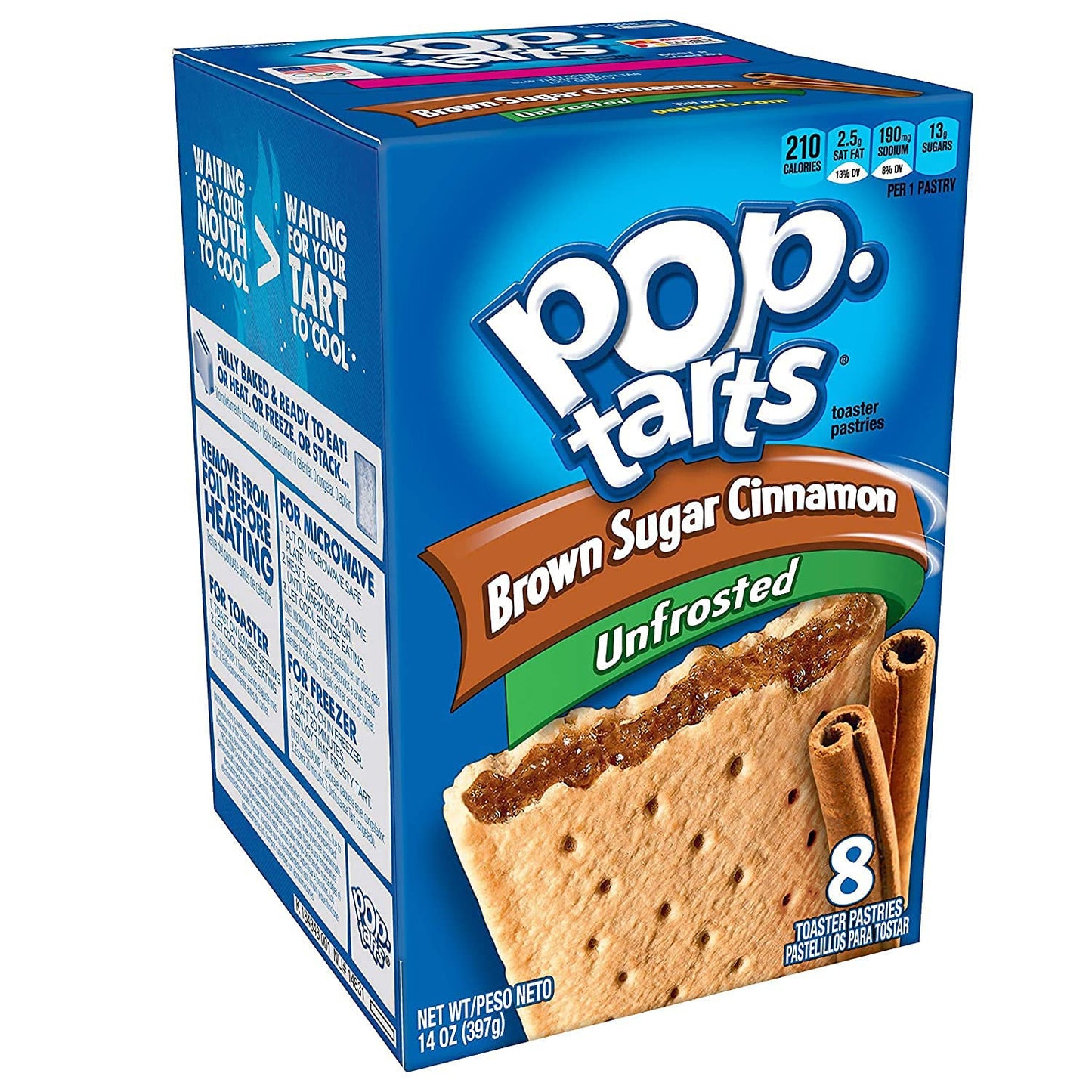 Pop Tarts Unfrosted Brown Sugar & Cinnamon Toaster Pastries Pack of 2 Pouch, 2 x 397 g - "Double pack of unfrosted brown sugar & cinnamon!"