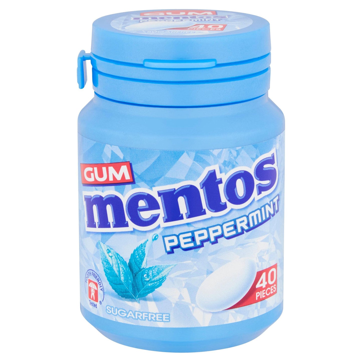 Mentos Sugar Free Peppermint Chewing Gum Bottle, 40 Pieces - "Peppermint Fresh Pop!"