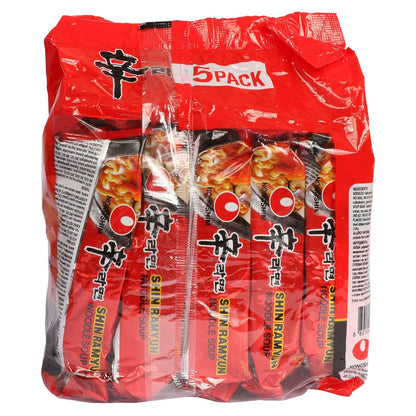 Nongshim Shin Ramyun Instant Noodles, 600g (Pack of 5) - "Nongshim Shin Ramyun - 5 Pack, 600g Total of Spicy Noodle Fun!"