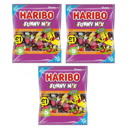 Haribo Funny Mix Jellies Share Size 180g Pack Of 3 - Triple pack of fun and fruity jellies.