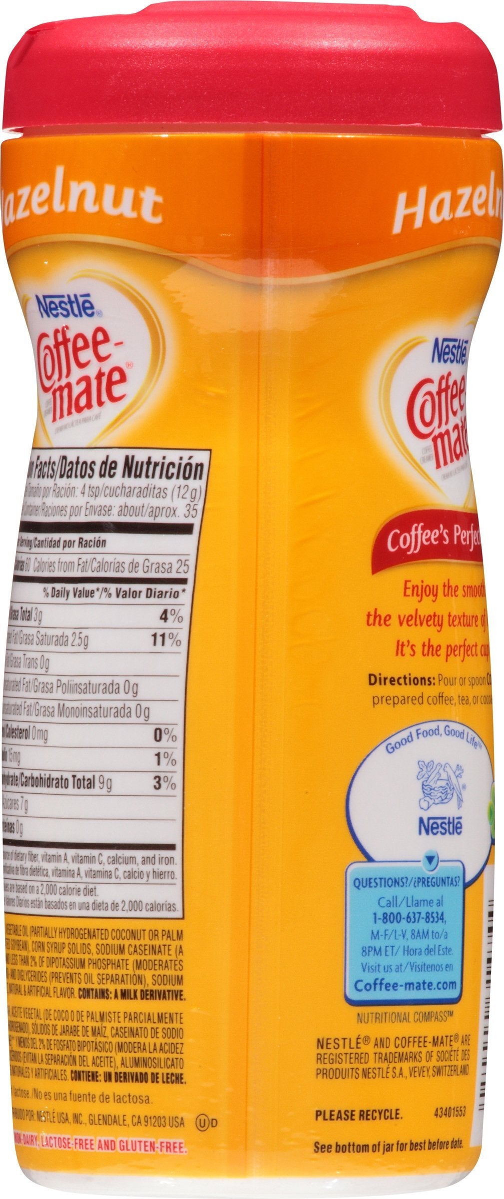 Nestle Coffee Mate - Hazlenut, 425g Jar - "Coffee-Mate Hazelnut - 425g of Nutty Creamer Perfection!"